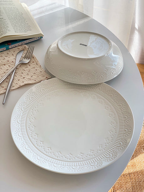 YASUKI Aria Elegant Pure White Ceramic Plate from YASUKI