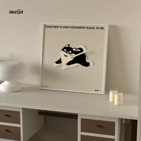 Running Puppy Square Wall Clock from maija