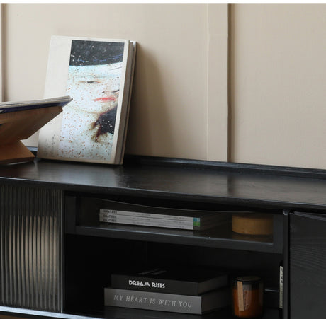 HANKE Santiago Retro Solid Wood TV Cabinet with Glass Doors - Living Room Storage Solution from HANKE