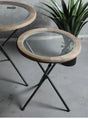 Industrial Glass Round Side Table from Houzhai Home