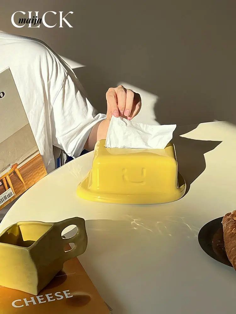 Melted Cheese Ceramic Tissue Box from maija
