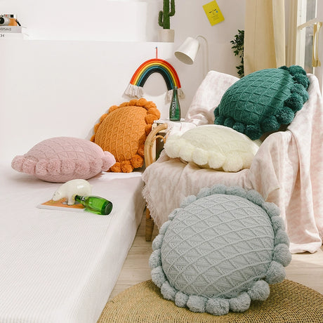 YOULI Finnian Handmade Knitted Round Pillow from YOULI