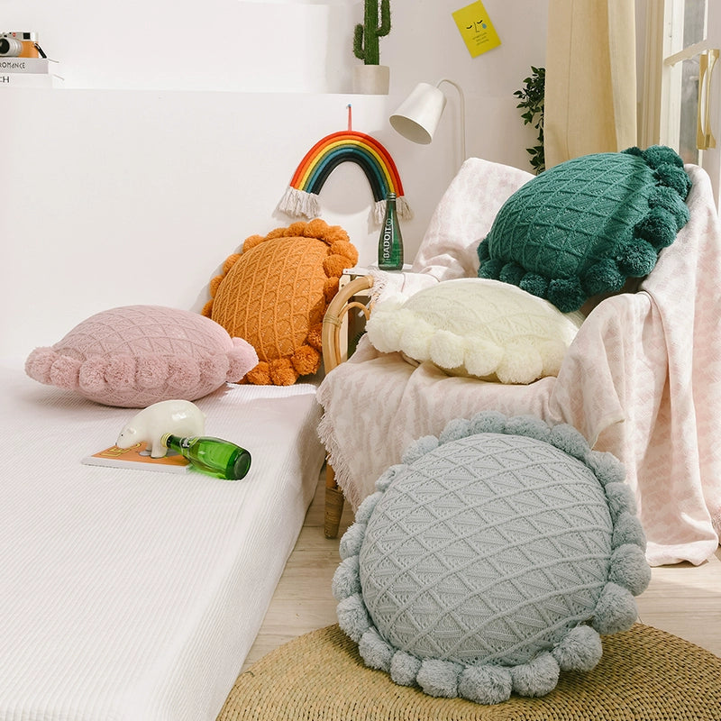 YOULI Finnian Handmade Knitted Round Pillow from YOULI