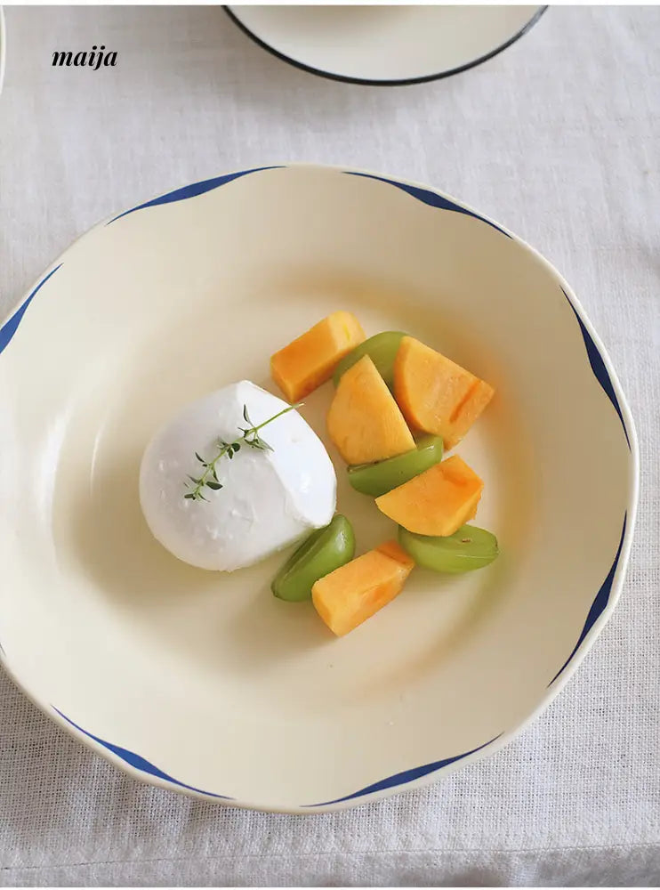 Vintage Cream Stripe Plate from momo's talk