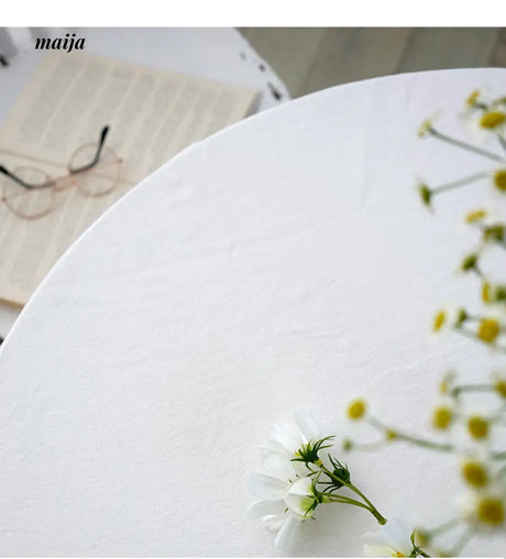 White Ruffle Linen Tablecloth from maija