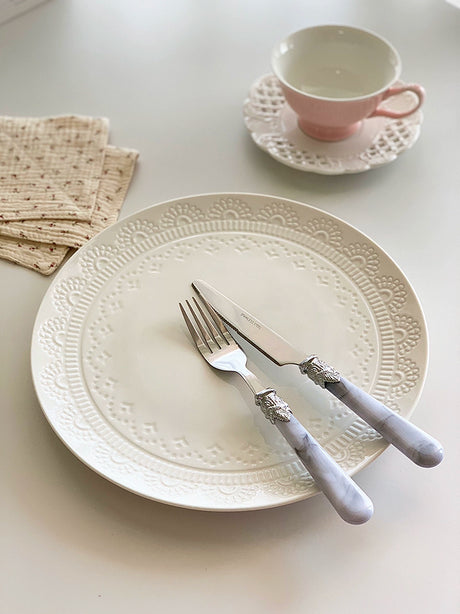 YASUKI Aria Elegant Pure White Ceramic Plate from YASUKI
