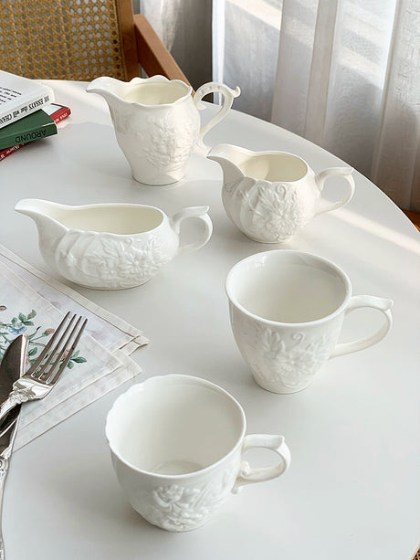 YASUKI Amelie Elegant Floral Relief Ceramic Coffee Set from YASUKI