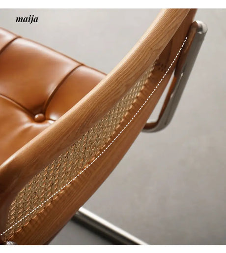 Vintage Leather Rattan Chair from maija