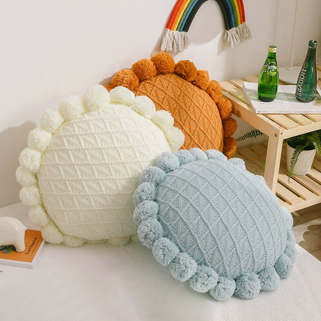 YOULI Finnian Handmade Knitted Round Pillow from YOULI