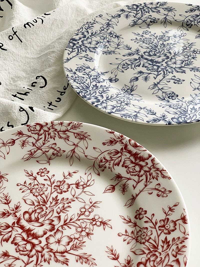 YASUKI Esmeralda Vintage Floral Ceramic Dinner Plate from YASUKI