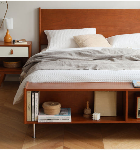 HANKE Isolde Modern Simple Cherry Wood Double Bed with Multifunctional Storage from HANKE