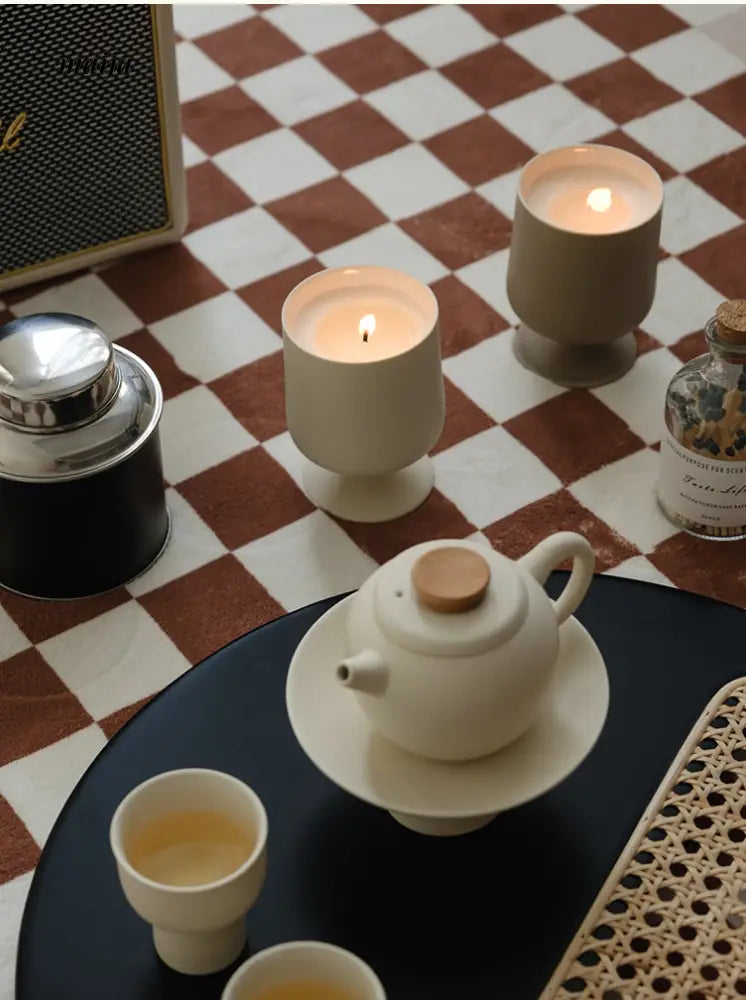 High Foot Creamy Ceramic Tea Set from maija