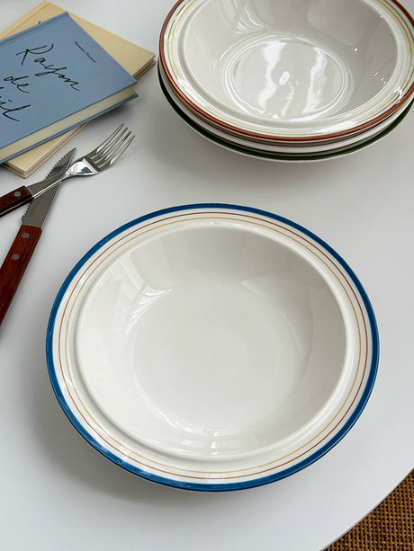YASUKI Minja Retro Striped Ceramic Soup Bowl from YASUKI