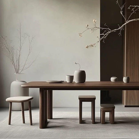 JINYI Asturias Wabisabi Retro Solid Wood Dining Set from JINYI