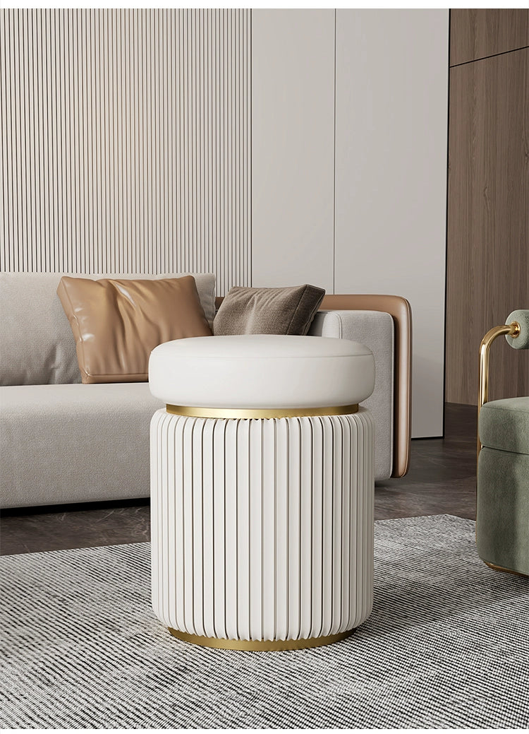 APARTMENT NO.7 Evelyn Chic Leather Round Stool from APARTMENT NO.7
