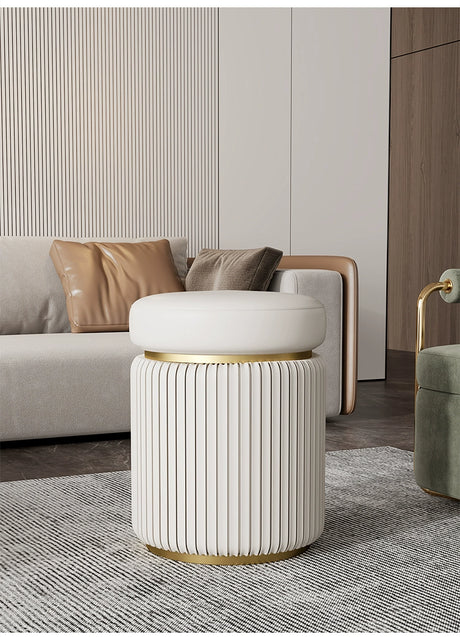 APARTMENT NO.7 Evelyn Chic Leather Round Stool from APARTMENT NO.7