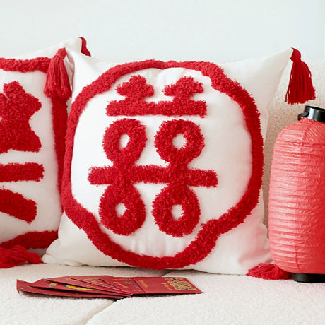 YOULI Aiden Double Happy Words Decorative Cushion from YOULI