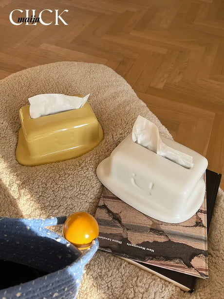 Melted Cheese Ceramic Tissue Box from maija
