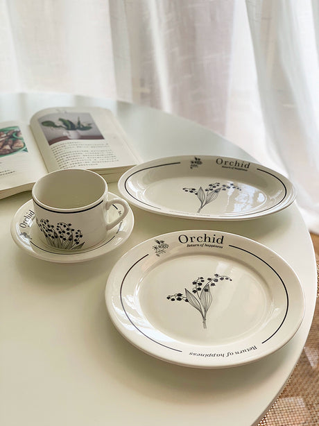 YASUKI Jasper Elegant Orchid Lettered Coffee Ceramics Set. from YASUKI