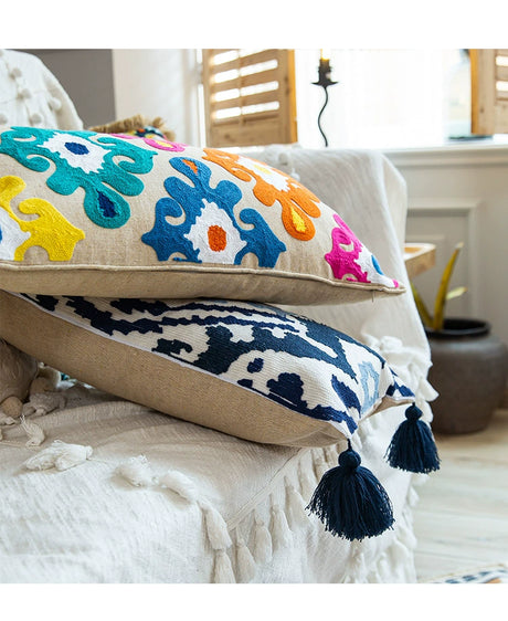 YOULI Arjun Embroidered Boho Ethnic Sofa Pillow from YOULI