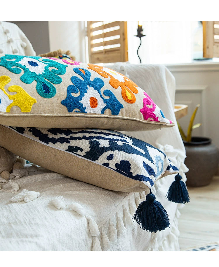 YOULI Arjun Embroidered Boho Ethnic Sofa Pillow from YOULI