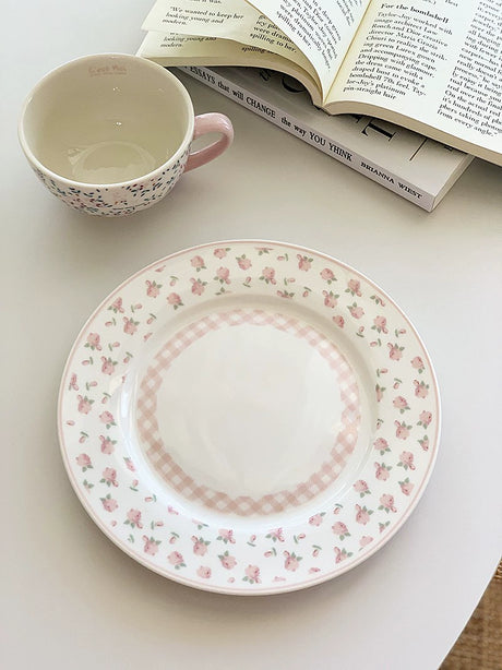 YASUKI Thalia Elegant Pink Checkered Dining Plate from YASUKI