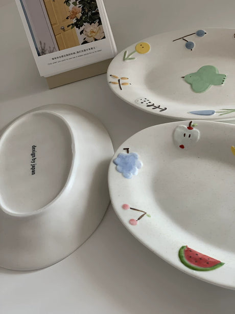 YASUKI Haruto Elegant Hand-Painted Relief Oval Disc from YASUKI