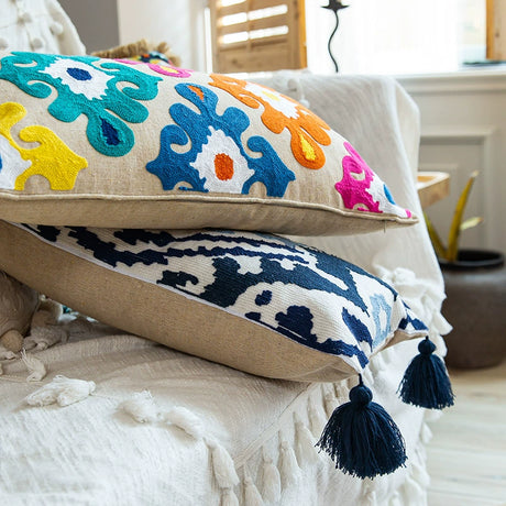 YOULI Arjun Embroidered Boho Ethnic Sofa Pillow from YOULI