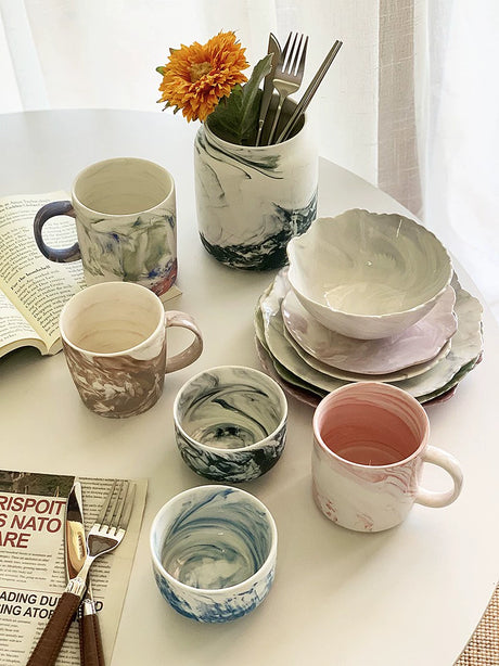 YASUKI Oliver Modern Marble Design Ceramic Date Bowl from YASUKI