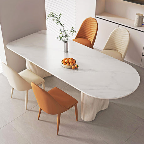 QUANMU Arlesia Elegant Light Luxury Semi-Circular Dining Table Set from QUANMU