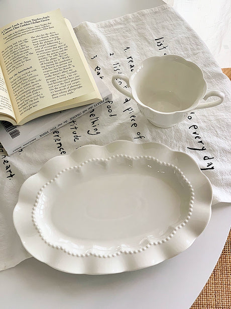 YASUKI Elowen Elegant Relief White Ceramic Tableware from YASUKI