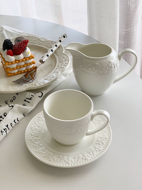 YASUKI Marcellus Elegant Floral Design Ceramic Milk Pot from YASUKI