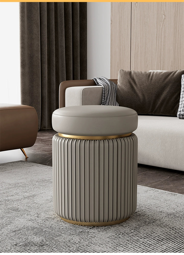 APARTMENT NO.7 Evelyn Chic Leather Round Stool from APARTMENT NO.7