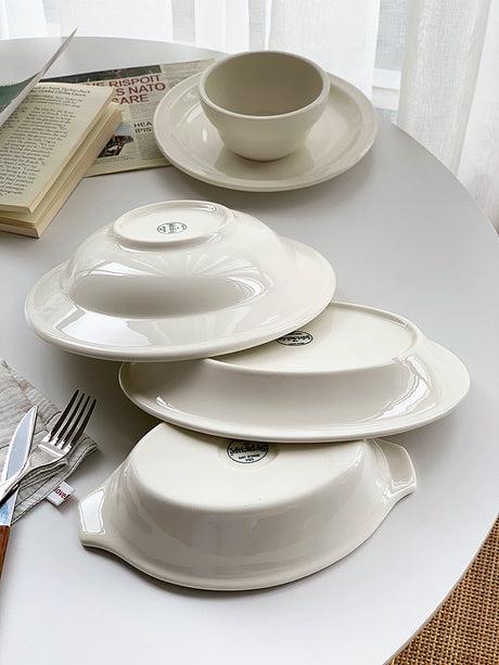 YASUKI Chenhao Minimalist INS Texture White Ceramic Bowl from YASUKI