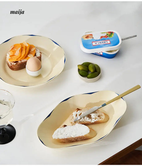 Vintage Cream Stripe Plate from momo's talk