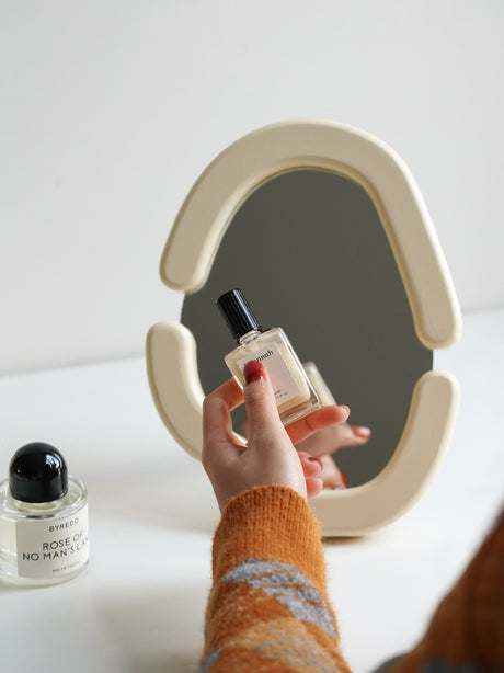MOMO'S TALK Amelie Vintage Wooden Cream Mirror Table Jewelry Decoration Handmade from MOMO'S TALK