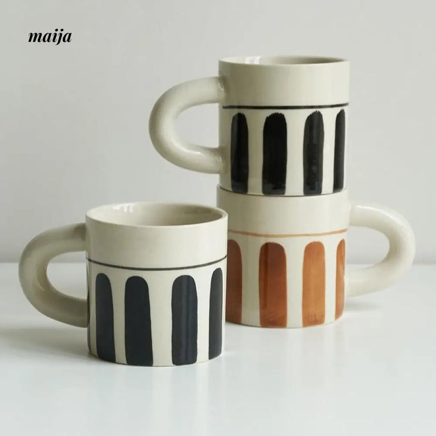 Hand Painted Striped Mug Set from momo's talk