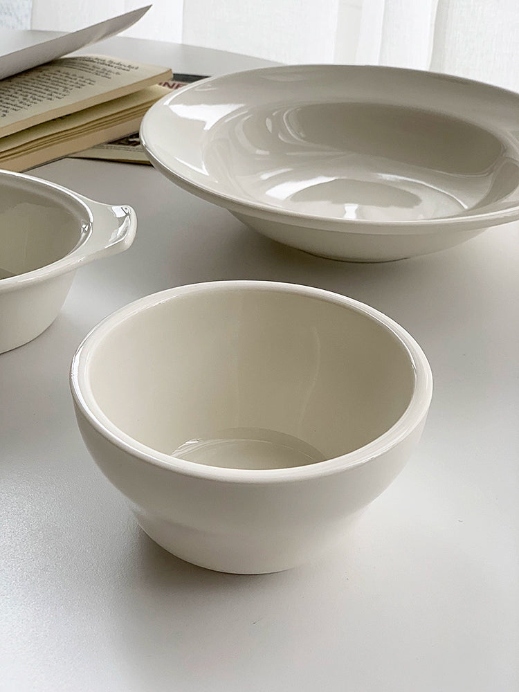 YASUKI Chenhao Minimalist INS Texture White Ceramic Bowl from YASUKI