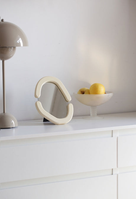 MOMO'S TALK Amelie Vintage Wooden Cream Mirror Table Jewelry Decoration Handmade from MOMO'S TALK