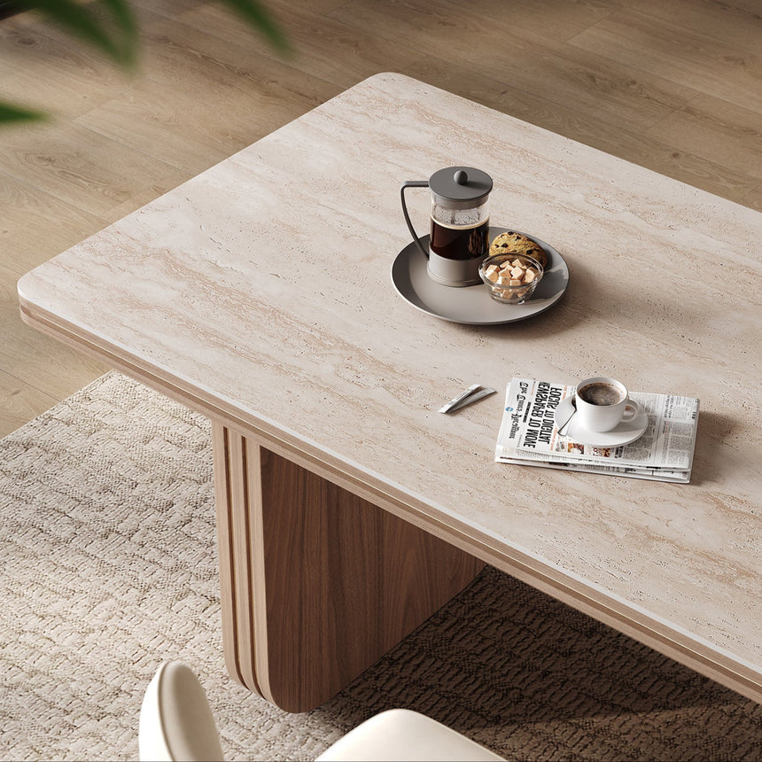 QUANMU Javier Elegant Walnut Veneer Dining Table from QUANMU