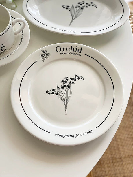 YASUKI Jasper Elegant Orchid Lettered Coffee Ceramics Set. from YASUKI