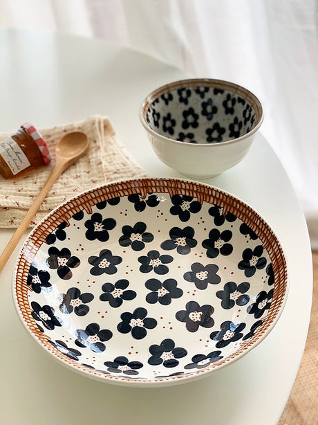 YASUKI Hiroshi Artistic Ink Blue Ceramic Bowl from YASUKI