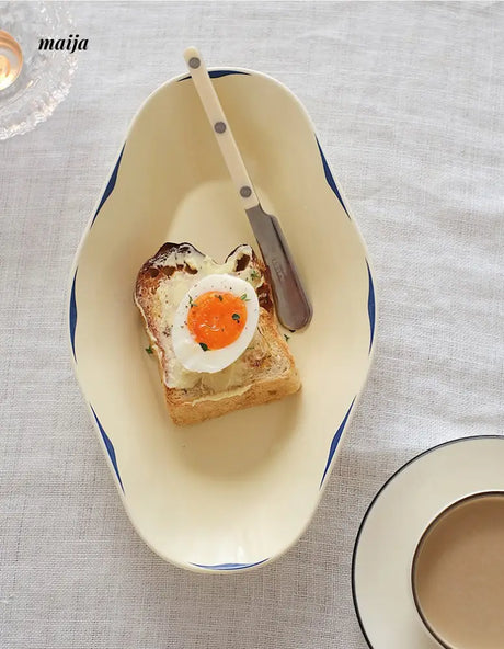 Vintage Cream Stripe Plate from momo's talk