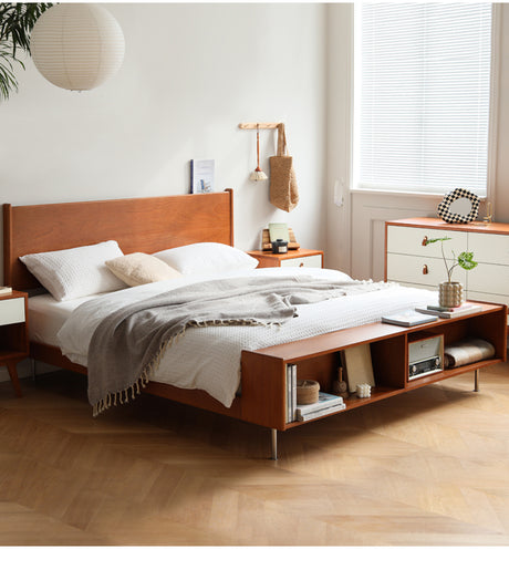 HANKE Isolde Modern Simple Cherry Wood Double Bed with Multifunctional Storage from HANKE