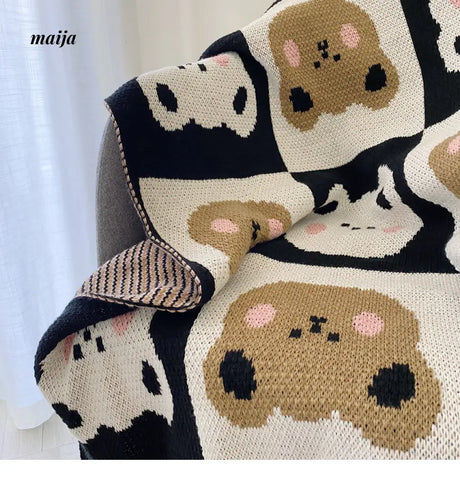 Bear Quilt Style Woven Throw from Luxury Weaving