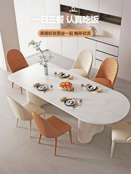 QUANMU Arlesia Elegant Light Luxury Semi-Circular Dining Table Set from QUANMU