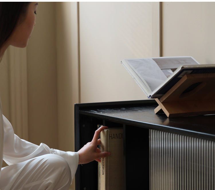 HANKE Santiago Retro Solid Wood TV Cabinet with Glass Doors - Living Room Storage Solution from HANKE