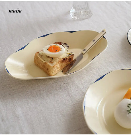 Vintage Cream Stripe Plate from momo's talk