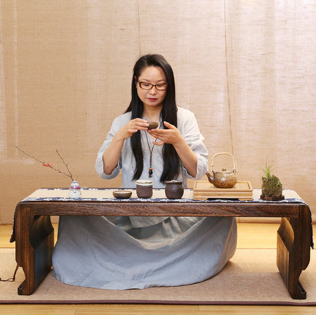 PAULOWNIA Akihiko Elegant Resonance Table with Stool from PAULOWNIA