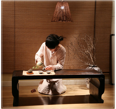 PAULOWNIA Akihiko Elegant Resonance Table with Stool from PAULOWNIA